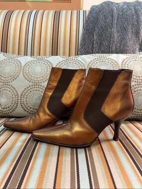 Donald J. Pliner Metallic Copper Pointed-Toe Ankle Booties